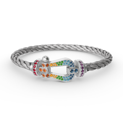 [Glow Jewelry]FORC LARGE HORSESHOE  COLORED DIAMOND BRACELET SILVER
