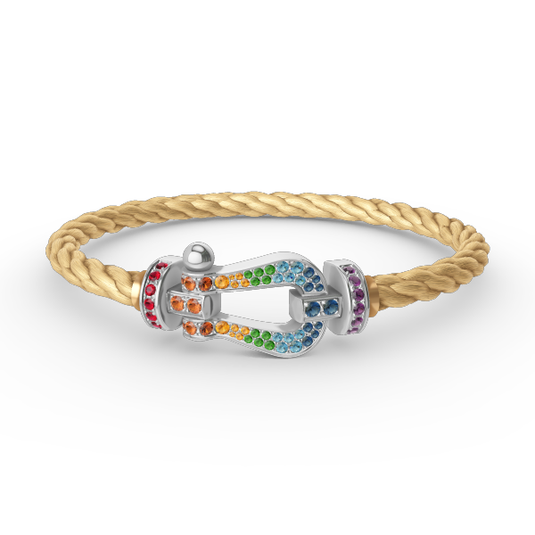 [Glow Jewelry]FORC LARGE HORSESHOE  COLORED DIAMOND BRACELET SILVER