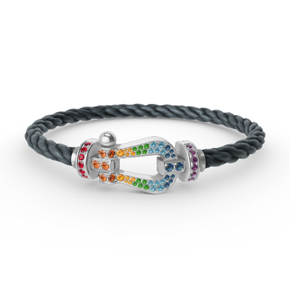 [Glow Jewelry]FORC LARGE HORSESHOE  COLORED DIAMOND BRACELET SILVER
