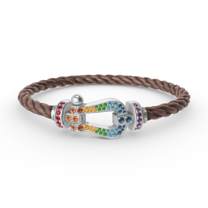 [Glow Jewelry]FORC LARGE HORSESHOE  COLORED DIAMOND BRACELET SILVER