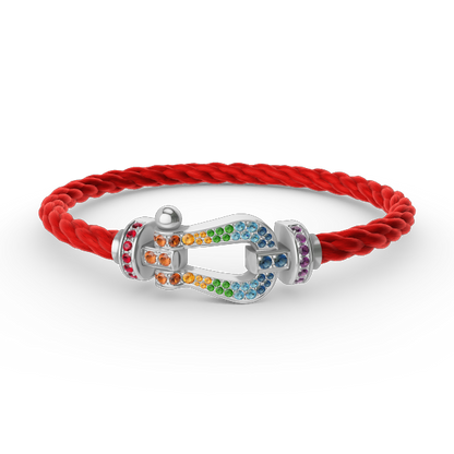 [Glow Jewelry]FORC LARGE HORSESHOE  COLORED DIAMOND BRACELET SILVER