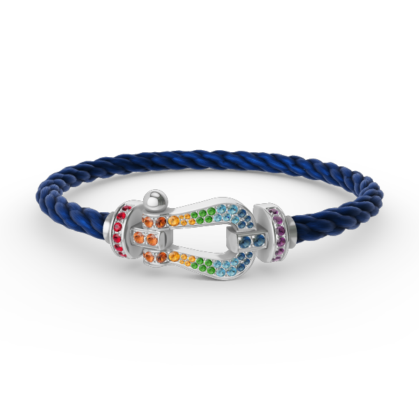 [Glow Jewelry]FORC LARGE HORSESHOE  COLORED DIAMOND BRACELET SILVER