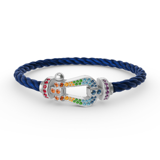 [Glow Jewelry]FORC LARGE HORSESHOE  COLORED DIAMOND BRACELET SILVER