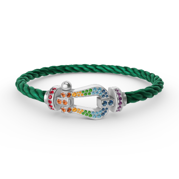 [Glow Jewelry]FORC LARGE HORSESHOE  COLORED DIAMOND BRACELET SILVER
