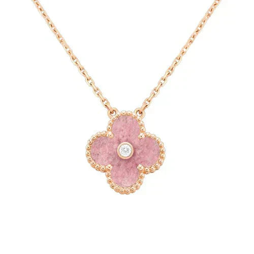 Glow Jewelry 『CLOVER 15MM DIAMOND RHODONITE NECKLACE』