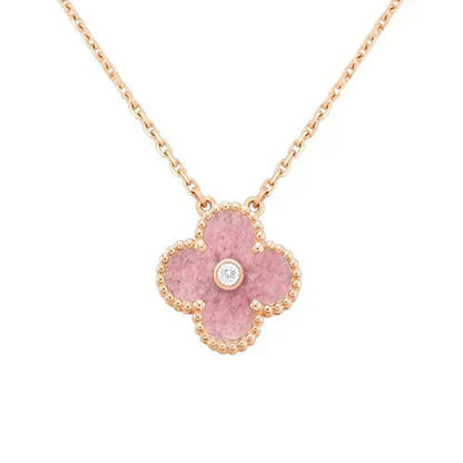 Glow Jewelry 『CLOVER 15MM DIAMOND RHODONITE NECKLACE』