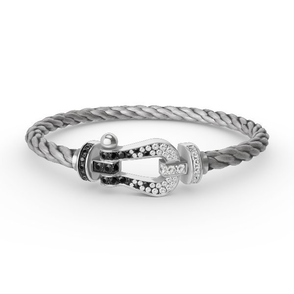 ¡®Glow Jewelry¡¯FORCE LARGE HORSESHOE BLACK WHITE DIAMOND BRACELET SILVER