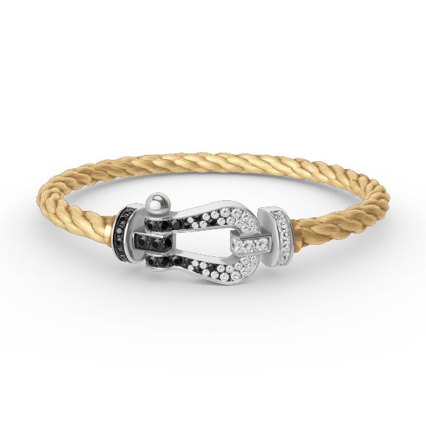 [Glow Jewelry]FORCE LARGE HORSESHOE BLACK WHITE DIAMOND BRACELET SILVER