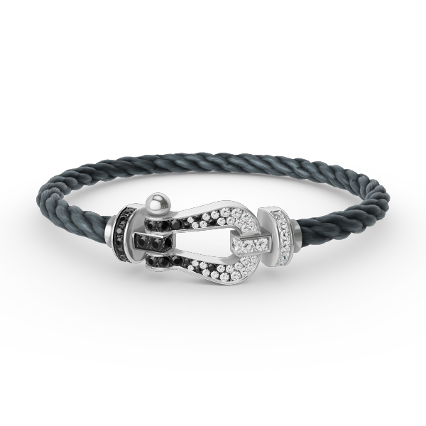 ¡®Glow Jewelry¡¯FORCE LARGE HORSESHOE BLACK WHITE DIAMOND BRACELET SILVER