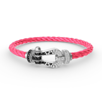 ¡®Glow Jewelry¡¯FORCE LARGE HORSESHOE BLACK WHITE DIAMOND BRACELET SILVER