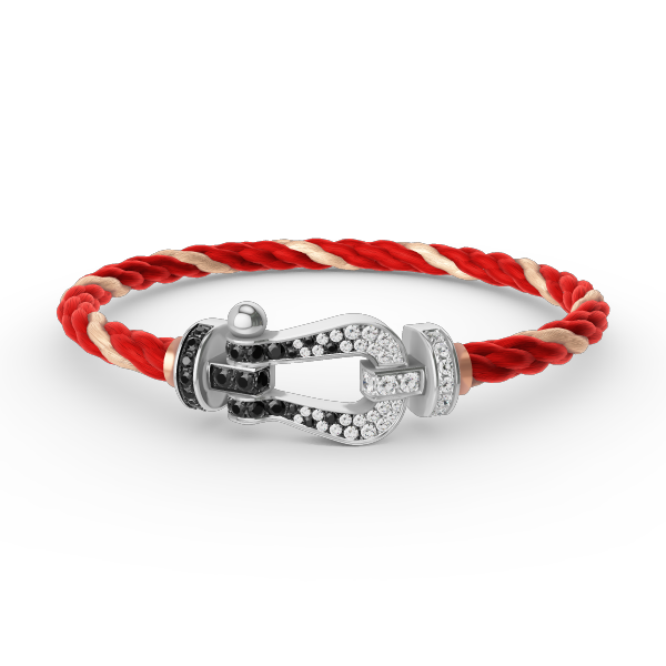 [Glow Jewelry]FORCE LARGE HORSESHOE BLACK WHITE DIAMOND BRACELET SILVER