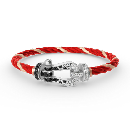 [Glow Jewelry]FORCE LARGE HORSESHOE BLACK WHITE DIAMOND BRACELET SILVER