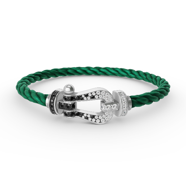 [Glow Jewelry]FORCE LARGE HORSESHOE BLACK WHITE DIAMOND BRACELET SILVER