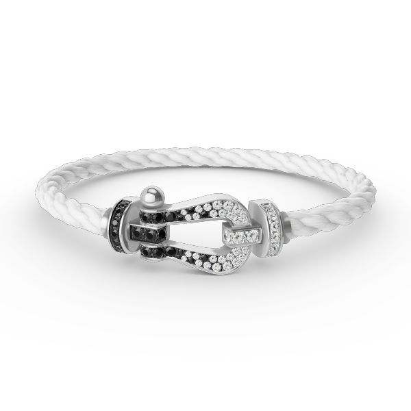 [Glow Jewelry]FORCE LARGE HORSESHOE BLACK WHITE DIAMOND BRACELET SILVER