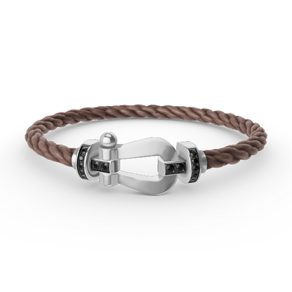 [Glow Jewelry]FORCE LARGE HORSESHOE BLACK DIAMOND BRACELET SILVER
