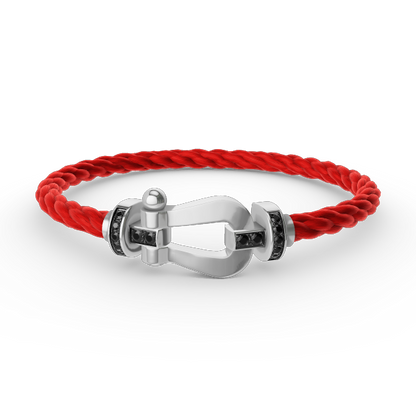 [Glow Jewelry]FORCE LARGE HORSESHOE BLACK DIAMOND BRACELET SILVER