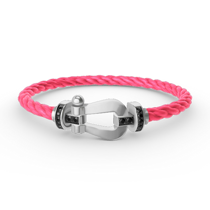 [Glow Jewelry]FORCE LARGE HORSESHOE BLACK DIAMOND BRACELET SILVER
