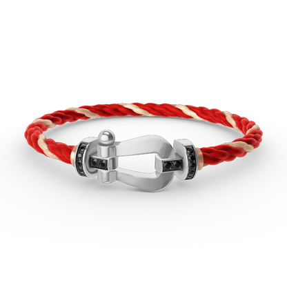 [Glow Jewelry]FORCE LARGE HORSESHOE BLACK DIAMOND BRACELET SILVER