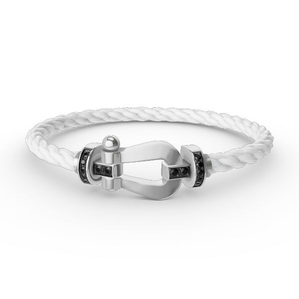 [Glow Jewelry]FORCE LARGE HORSESHOE BLACK DIAMOND BRACELET SILVER