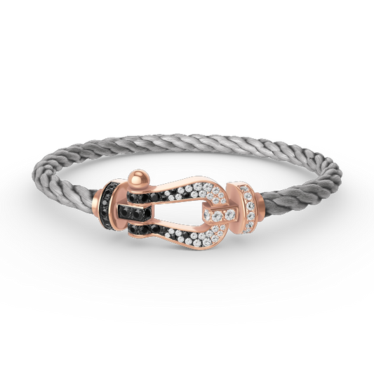 ¡®Glow Jewelry¡¯FORCE LARGE HORSESHOE BLACK WHITE DIAMOND BRACELET ROSE GOLD