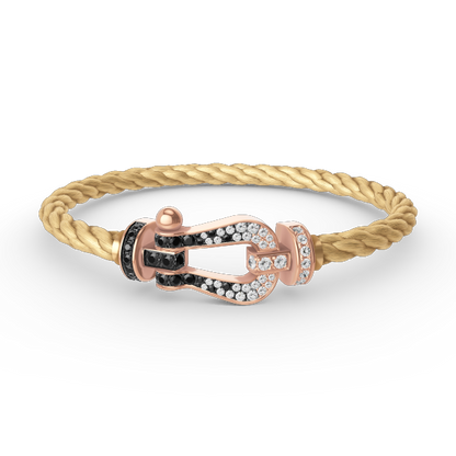 [Glow Jewelry]FORCE LARGE HORSESHOE BLACK WHITE DIAMOND BRACELET ROSE GOLD