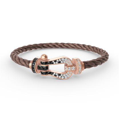 ¡®Glow Jewelry¡¯FORCE LARGE HORSESHOE BLACK WHITE DIAMOND BRACELET ROSE GOLD