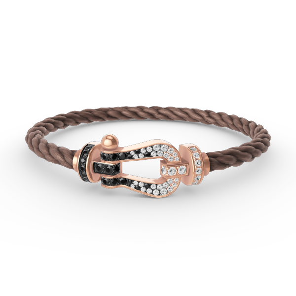 [Glow Jewelry]FORCE LARGE HORSESHOE BLACK WHITE DIAMOND BRACELET ROSE GOLD