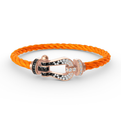 [Glow Jewelry]FORCE LARGE HORSESHOE BLACK WHITE DIAMOND BRACELET ROSE GOLD