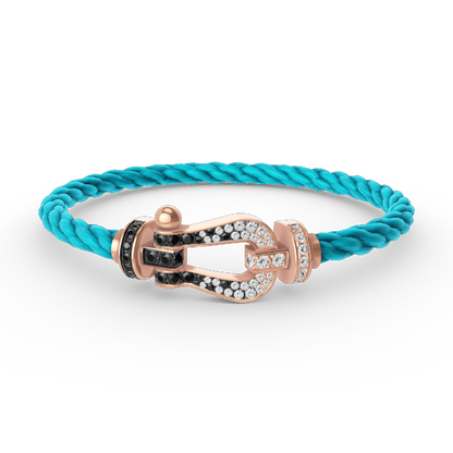 ¡®Glow Jewelry¡¯FORCE LARGE HORSESHOE BLACK WHITE DIAMOND BRACELET ROSE GOLD