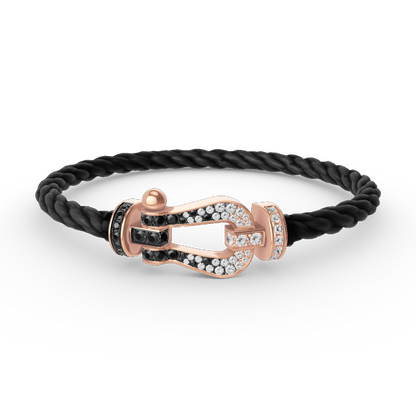 ¡®Glow Jewelry¡¯FORCE LARGE HORSESHOE BLACK WHITE DIAMOND BRACELET ROSE GOLD