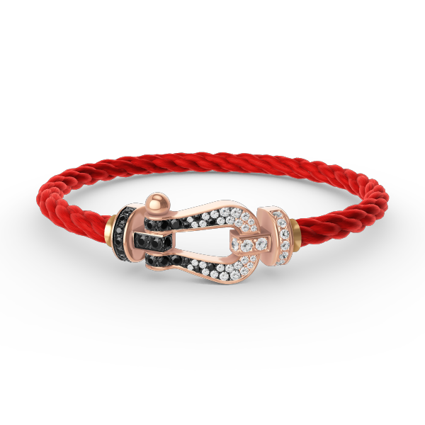 [Glow Jewelry]FORCE LARGE HORSESHOE BLACK WHITE DIAMOND BRACELET ROSE GOLD