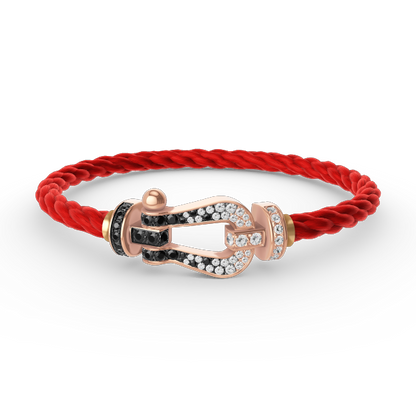[Glow Jewelry]FORCE LARGE HORSESHOE BLACK WHITE DIAMOND BRACELET ROSE GOLD