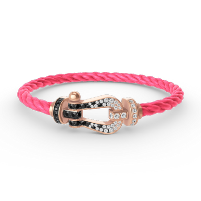 [Glow Jewelry]FORCE LARGE HORSESHOE BLACK WHITE DIAMOND BRACELET ROSE GOLD