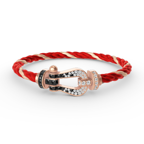 [Glow Jewelry]FORCE LARGE HORSESHOE BLACK WHITE DIAMOND BRACELET ROSE GOLD