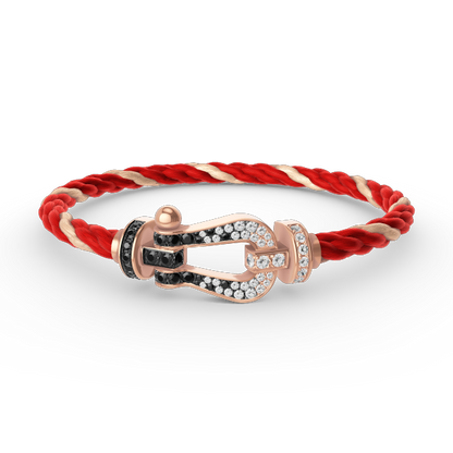 [Glow Jewelry]FORCE LARGE HORSESHOE BLACK WHITE DIAMOND BRACELET ROSE GOLD