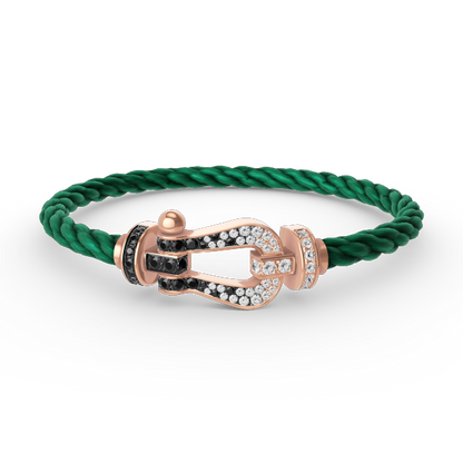 [Glow Jewelry]FORCE LARGE HORSESHOE BLACK WHITE DIAMOND BRACELET ROSE GOLD