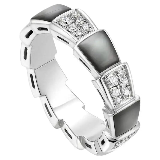 [Glow Jewelry]SERPENTI RING SILVER DIAMOND BLACK MOP 4MM