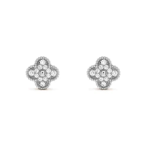 ¡®Glow Jewelry¡¯CLOVER 1 MOTIFS DIAMOND STUD EARRINGS SILVER