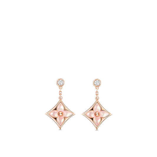 ¡®Glow Jewelry¡¯DOUBLE STAR PINK GOLD MOP DROP EARRINGS