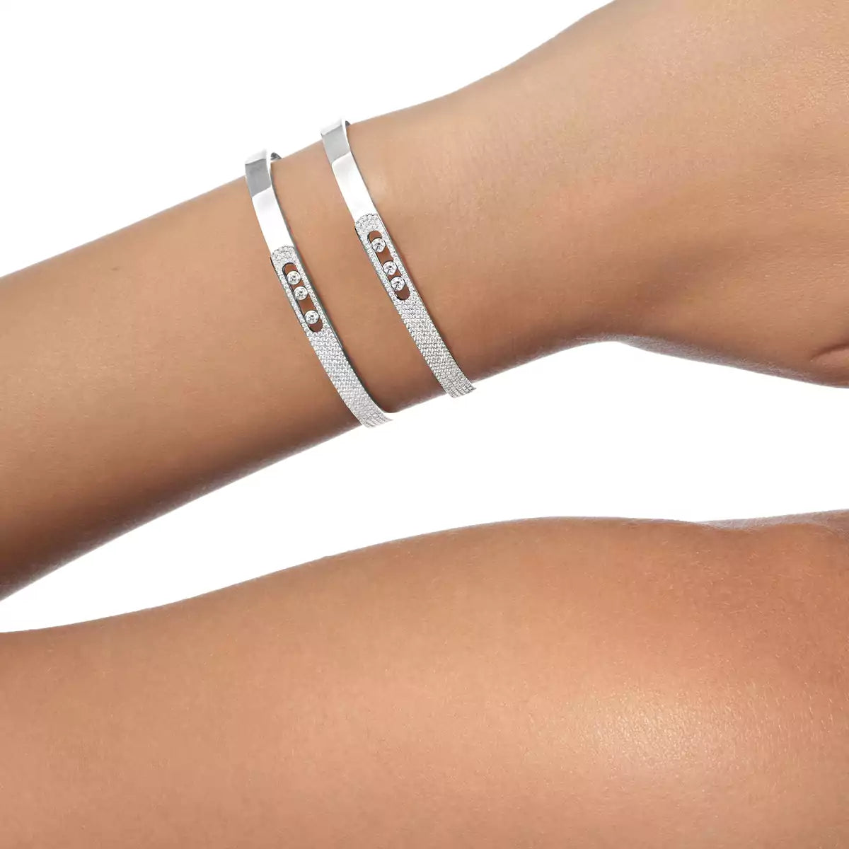 [Glow Jewelry]Move Noa Rose Gold Pavé Diamond Bangle Bracelet