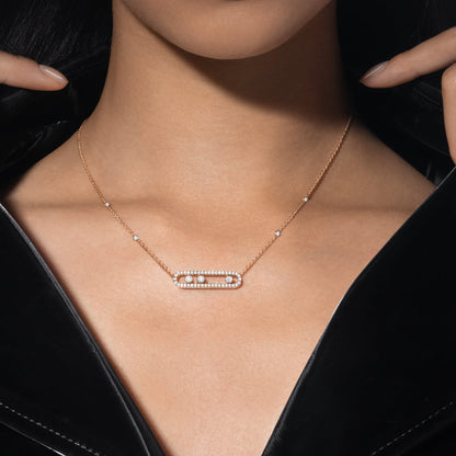 [Glow Jewelry] Move Pave_ Rose Gold Diamond Necklace
