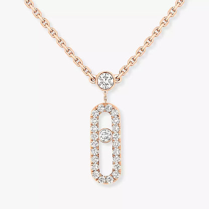 [Glow Jewelry]2 Rows Rose Gold Diamond Pave_ Necklace Move Uno