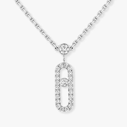 [Glow Jewelry]2 Rows Rose Gold Diamond Pave_ Necklace Move Uno