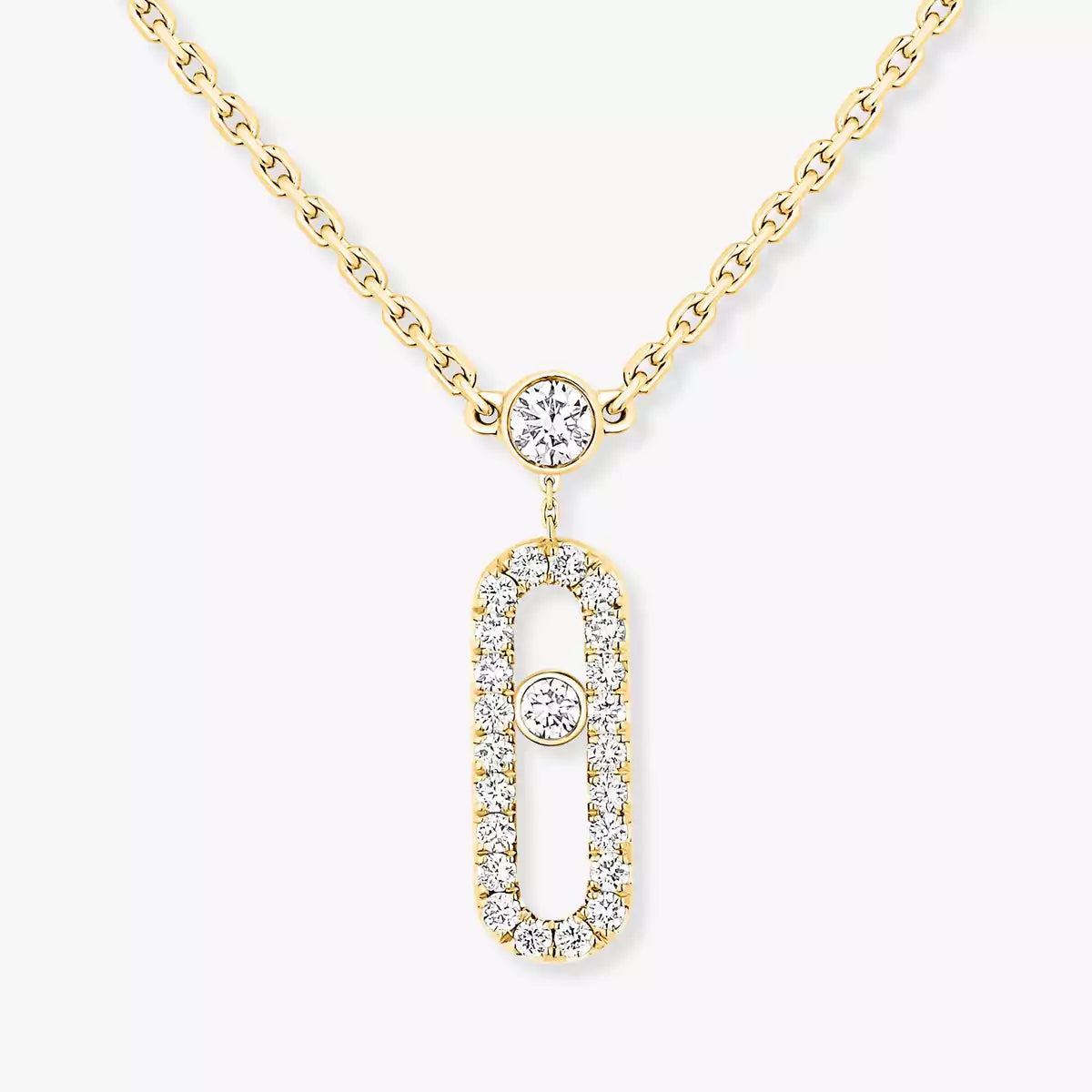 [Glow Jewelry]2 Rows Rose Gold Diamond Pave_ Necklace Move Uno