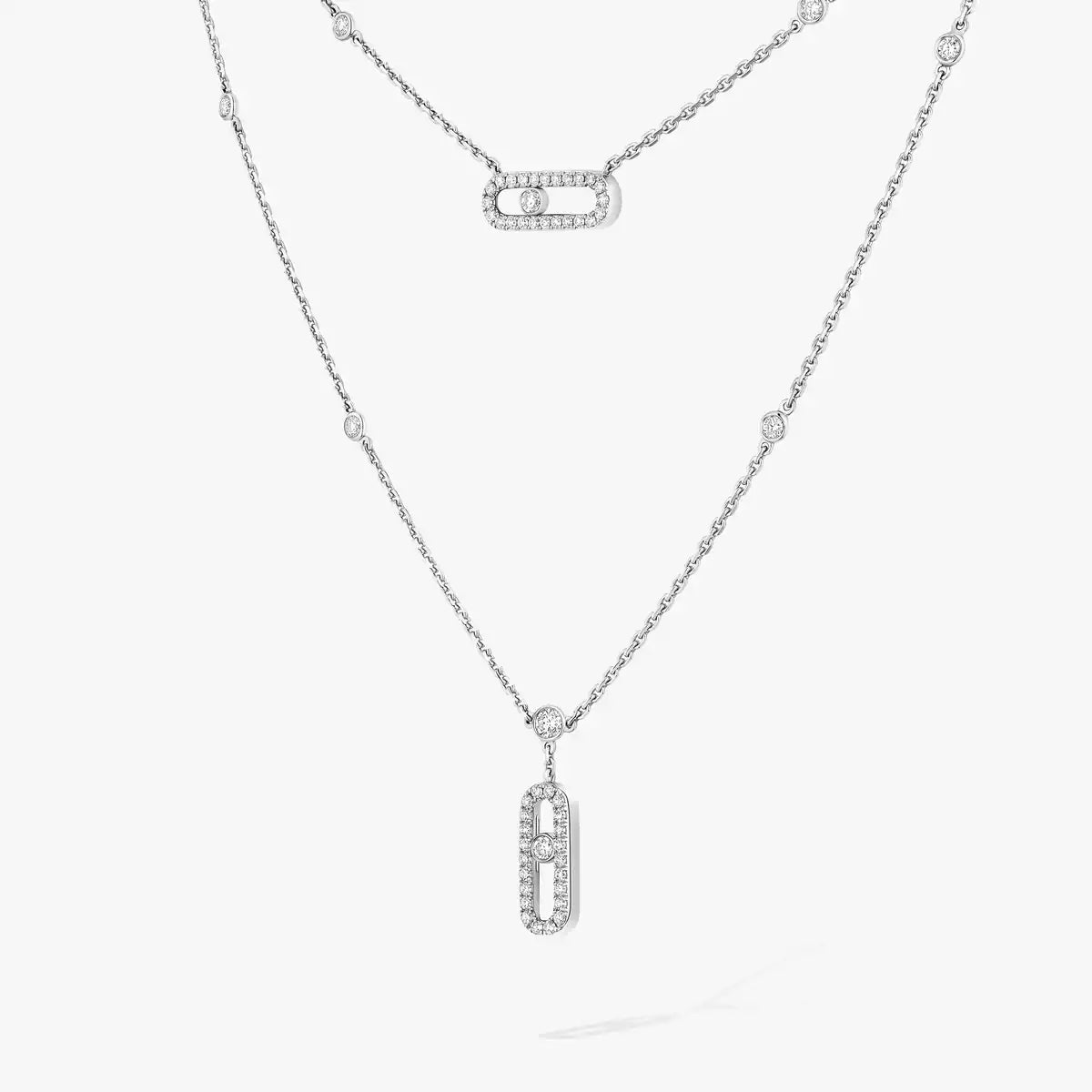 [Glow Jewelry]2 Rows Rose Gold Diamond Pave_ Necklace Move Uno