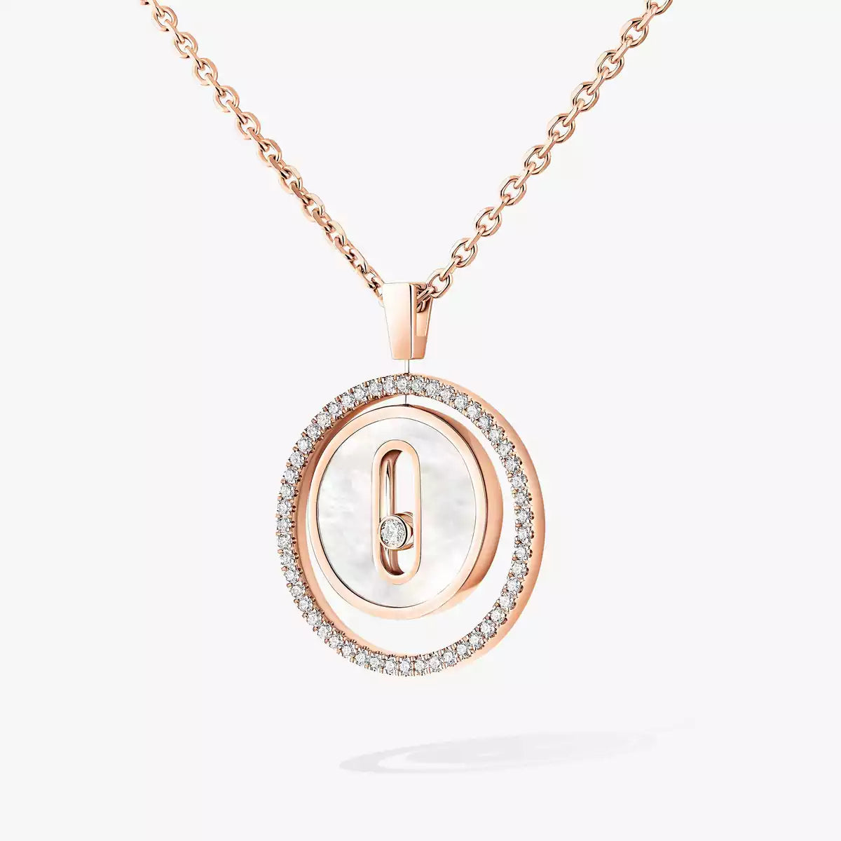 [Glow Jewelry]Lucky Move Diamond Necklace in Rose Gold and White Mother-of-Pearl