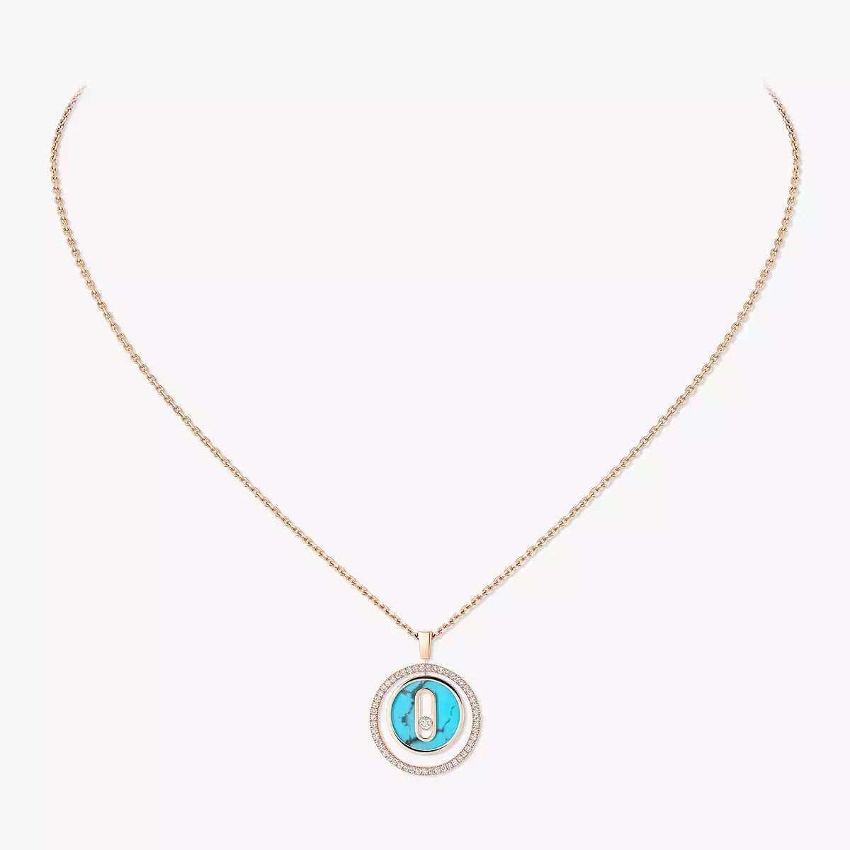 [Glow Jewelry]Lucky Move Diamond Necklace in Rose Gold and White Mother-of-Pearl