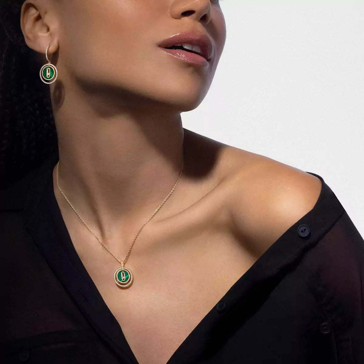 [Glow Jewelry]Lucky Move Diamond Necklace in Rose Gold and White Mother-of-Pearl