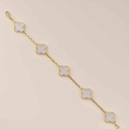 [Glow Jewelry]New CLOVER WHITE PEARL MOP 5 MOTIF BRACELET COLLECTION