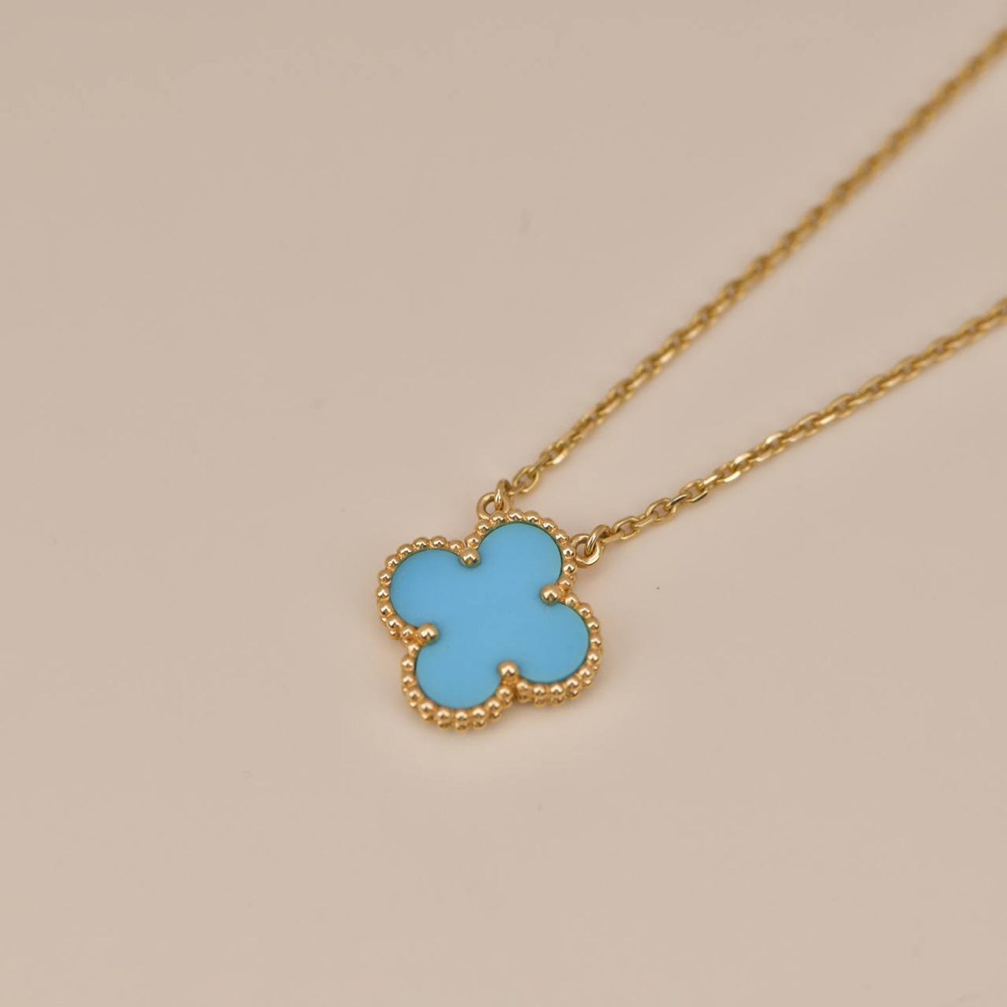 [Glow Jewelry]CLOVER 15MM VINTAGE TURQUOISE NECKLACE